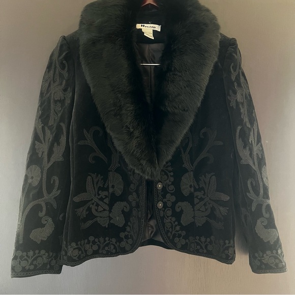 Peter Nygard Jackets & Blazers - Vintage Y2K Peter Nygard Fully Embroidered Rabbit Fur Ornate Jacket